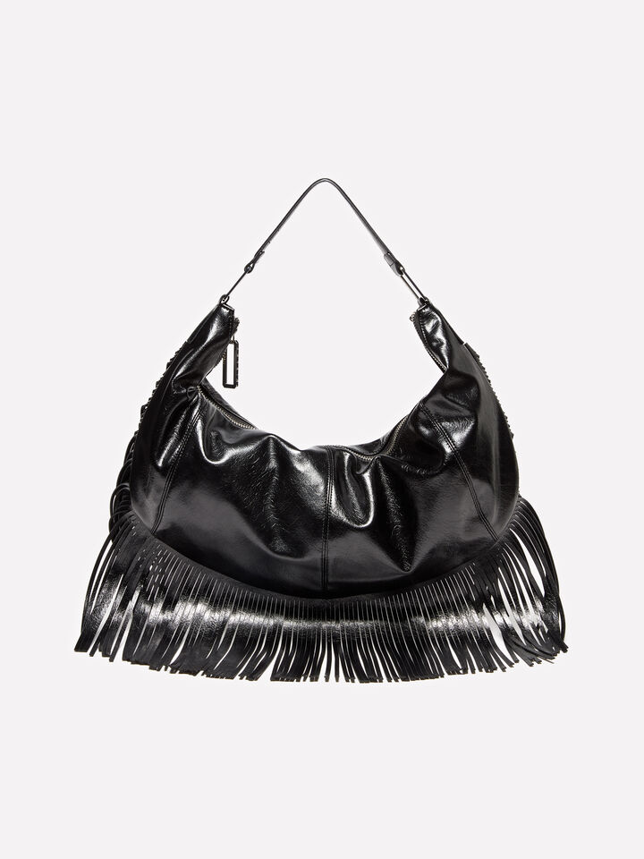 Τσάντα ώμου μαύρη με κρόσσια - null - Μαυρο | Sisley image number 1